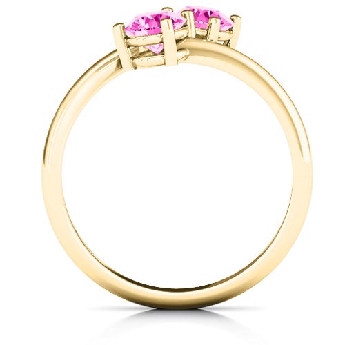 Destined For Love Double Gemstone Ring – 18K Gold Plated Silver with Pink Tourmaline
