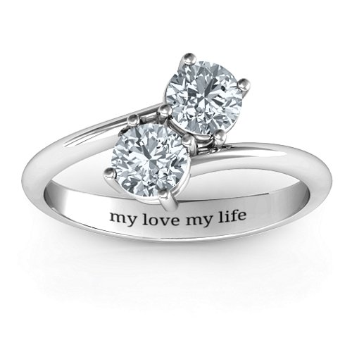 Destined For Love Double Gemstone Ring – Sterling Silver with Cubic Zirconia