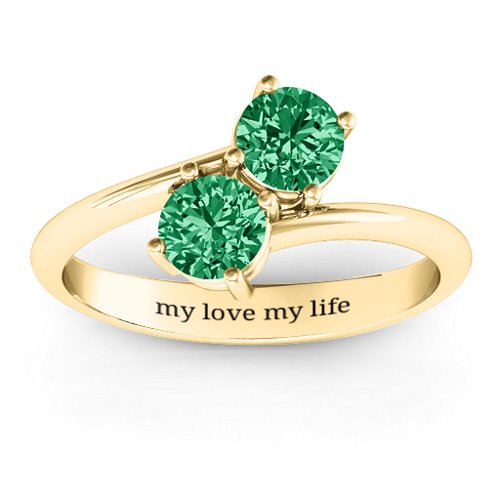 Destined For Love Double Gemstone Ring – 18K Gold Plated Silver with Emerald