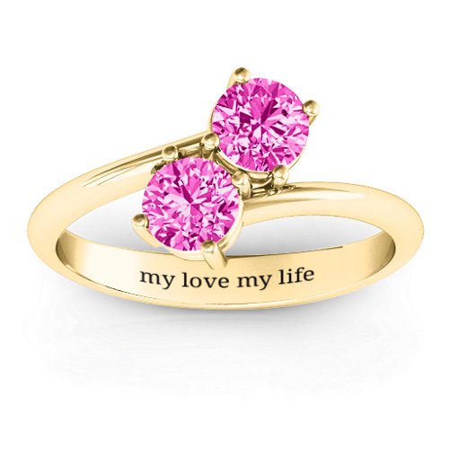 Destined For Love Double Gemstone Ring – 18K Gold Plated Silver with Pink Tourmaline