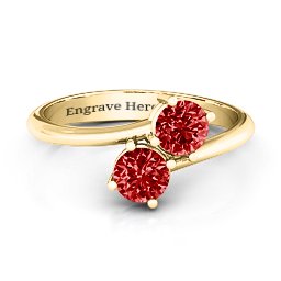 Destined For Love Double Gemstone Ring in 18K Gold Plated Silver with Garnet