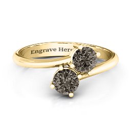 Destined For Love Double Gemstone Ring in 18K Gold Plated Silver with Smokey Quartz