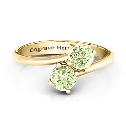 Destined For Love Double Gemstone Ring in 18K Gold Plated Silver with Peridot