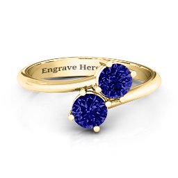 Destined For Love Double Gemstone Ring in 18K Gold Plated Silver with Blue Sapphire