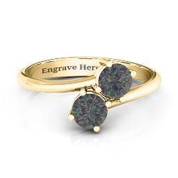 Destined For Love Double Gemstone Ring in 18K Gold Plated Silver with Alexandrite