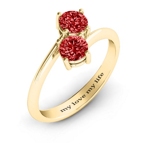 Destined For Love Double Gemstone Ring – 18K Gold Plated Silver with Garnet