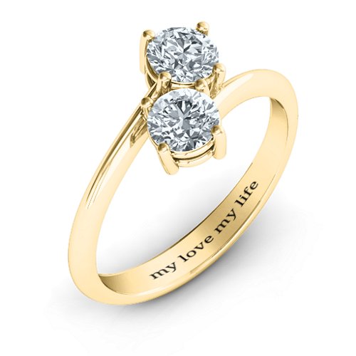 Destined For Love Double Gemstone Ring – 18K Gold Plated Silver with Diamond
