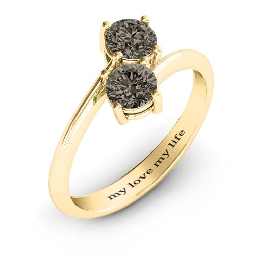 Destined For Love Double Gemstone Ring – 18K Gold Plated Silver with Smokey Quartz