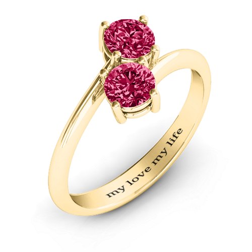 Destined For Love Double Gemstone Ring – 18K Gold Plated Silver with Ruby