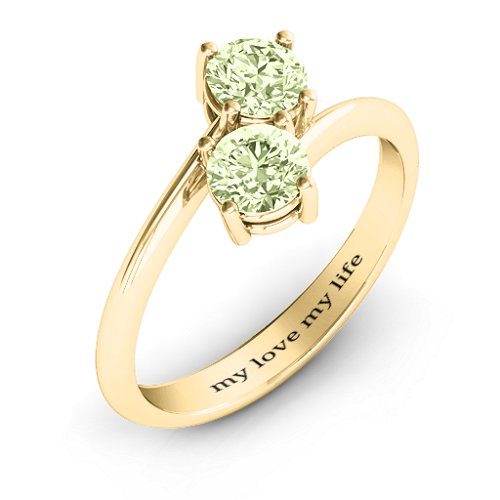 Destined For Love Double Gemstone Ring – 18K Gold Plated Silver with Peridot