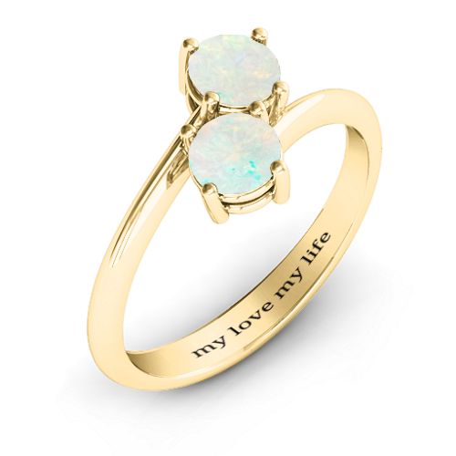 Destined For Love Double Gemstone Ring – 18K Gold Plated Silver with Opal