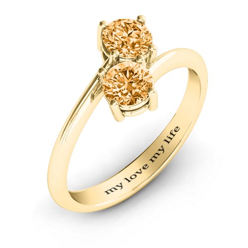 Destined For Love Double Gemstone Ring – 18K Gold Plated Silver with Citrine