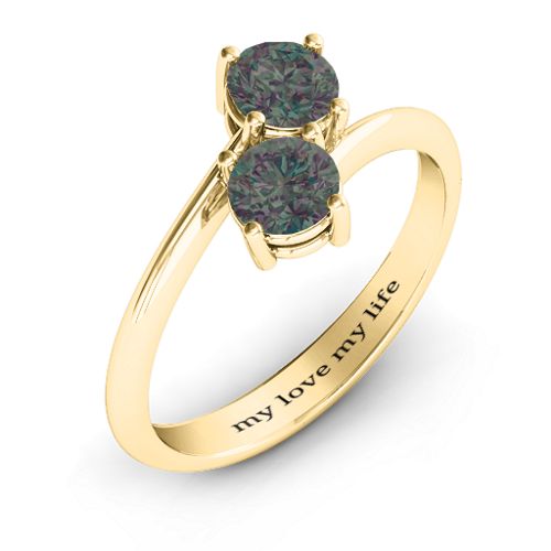 Destined For Love Double Gemstone Ring – 18K Gold Plated Silver with Alexandrite