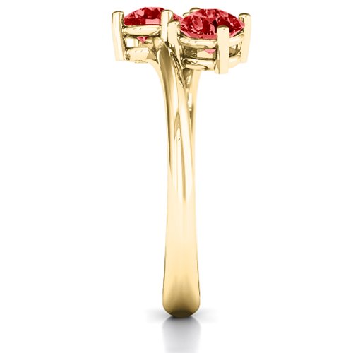 Destined For Love Double Gemstone Ring – 18K Gold Plated Silver with Garnet
