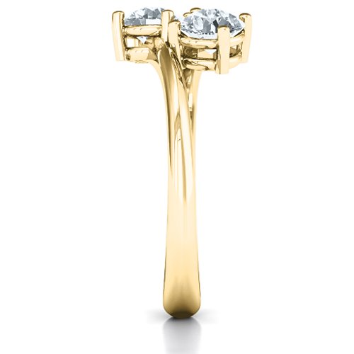 Destined For Love Double Gemstone Ring – 18K Gold Plated Silver with Diamond