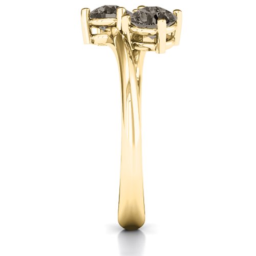 Destined For Love Double Gemstone Ring – 18K Gold Plated Silver with Smokey Quartz
