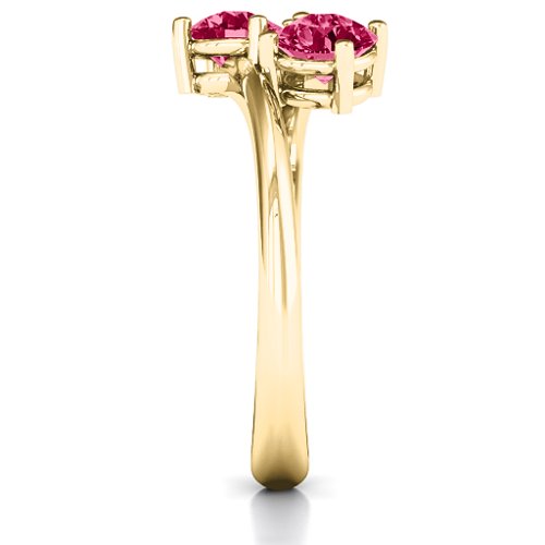 Destined For Love Double Gemstone Ring – 18K Gold Plated Silver with Ruby