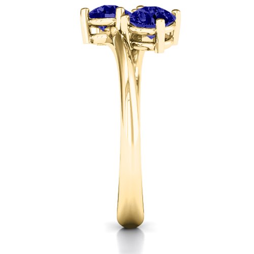 Destined For Love Double Gemstone Ring – 18K Gold Plated Silver with Blue Sapphire