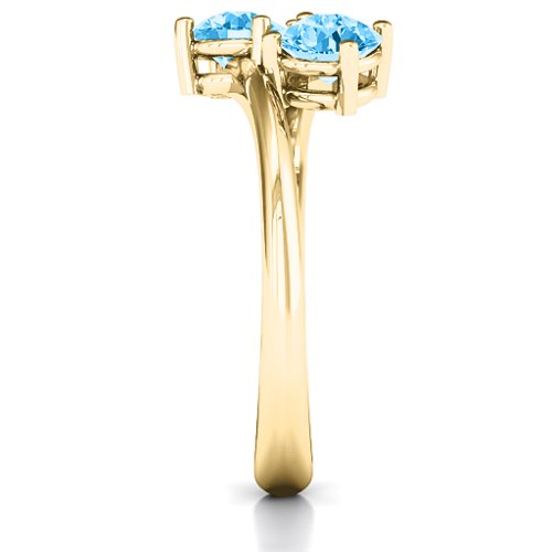 Destined For Love Double Gemstone Ring – 18K Gold Plated Silver with Blue Topaz