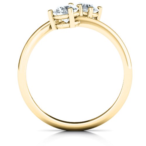 Destined For Love Double Gemstone Ring – 18K Gold Plated Silver with Diamond
