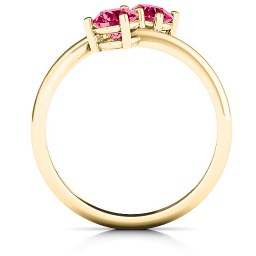 Destined For Love Double Gemstone Ring – 18K Gold Plated Silver with Ruby