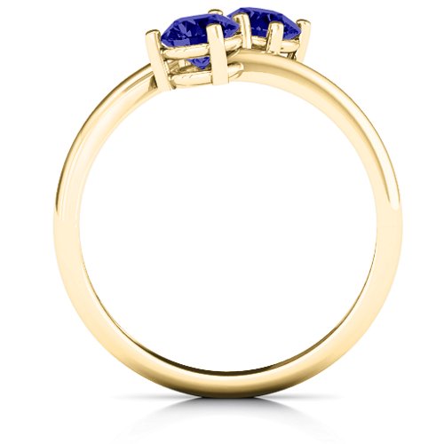 Destined For Love Double Gemstone Ring – 18K Gold Plated Silver with Blue Sapphire