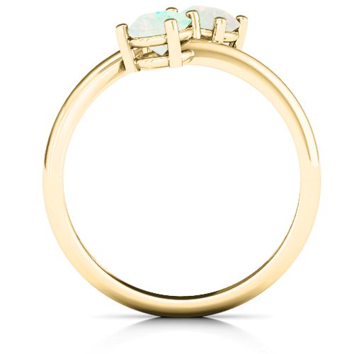 Destined For Love Double Gemstone Ring – 18K Gold Plated Silver with Opal