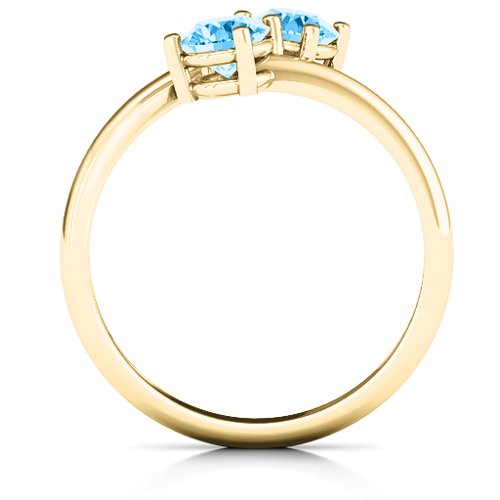 Destined For Love Double Gemstone Ring – 18K Gold Plated Silver with Blue Topaz