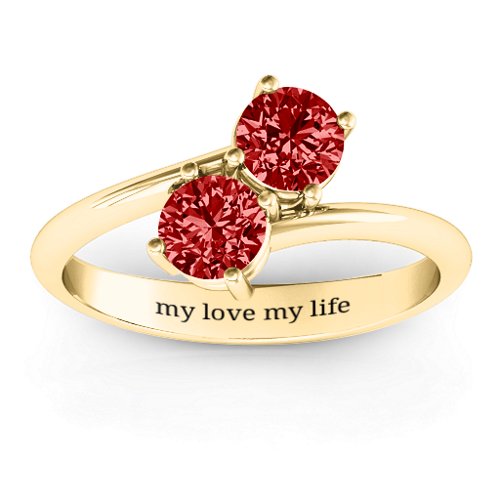 Destined For Love Double Gemstone Ring – 18K Gold Plated Silver with Garnet