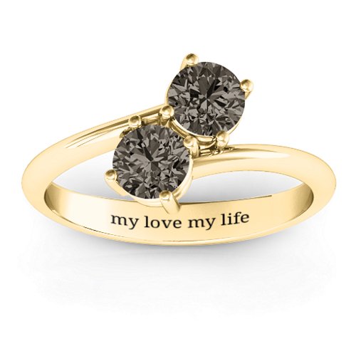 Destined For Love Double Gemstone Ring – 18K Gold Plated Silver with Smokey Quartz