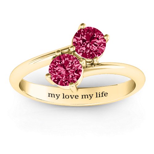 Destined For Love Double Gemstone Ring – 18K Gold Plated Silver with Ruby