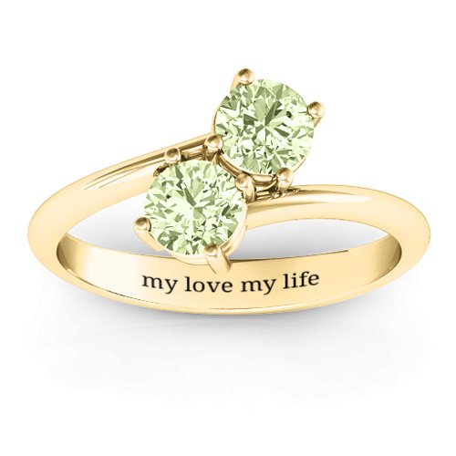 Destined For Love Double Gemstone Ring – 18K Gold Plated Silver with Peridot