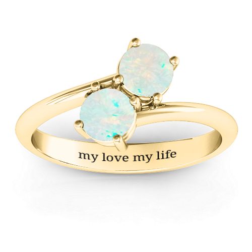 Destined For Love Double Gemstone Ring – 18K Gold Plated Silver with Opal