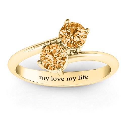 Destined For Love Double Gemstone Ring – 18K Gold Plated Silver with Citrine