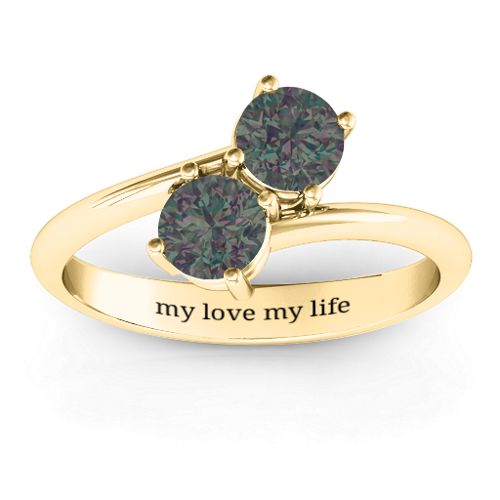Destined For Love Double Gemstone Ring – 18K Gold Plated Silver with Alexandrite
