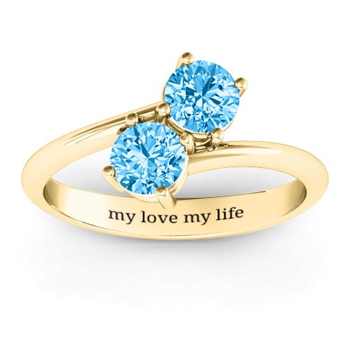 Destined For Love Double Gemstone Ring – 18K Gold Plated Silver with Blue Topaz