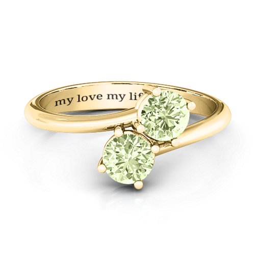Destined For Love Double Gemstone Ring – 18K Gold Plated Silver with Peridot