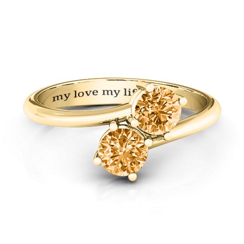 Destined For Love Double Gemstone Ring – 18K Gold Plated Silver with Citrine
