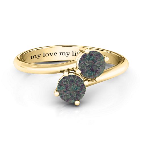 Destined For Love Double Gemstone Ring – 18K Gold Plated Silver with Alexandrite