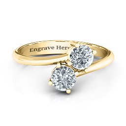 Destined For Love Double Gemstone Ring in 10K Solid Yellow Gold with Cubic Zirconia