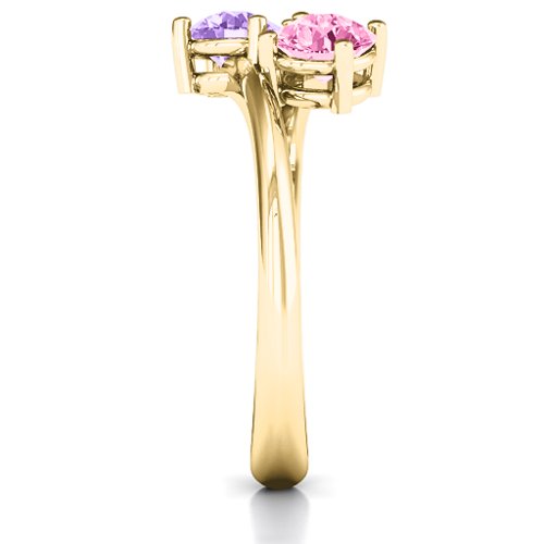 Destined For Love Double Gemstone Ring – 10K Yellow Gold with Amethyst and Pink Tourmaline