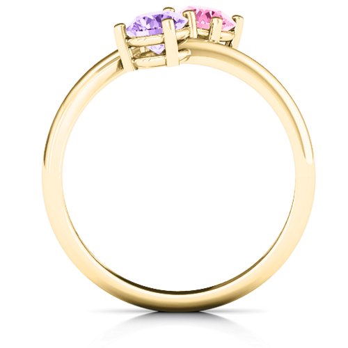Destined For Love Double Gemstone Ring – 10K Yellow Gold with Amethyst and Pink Tourmaline
