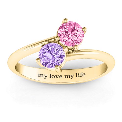 Destined For Love Double Gemstone Ring – 10K Yellow Gold with Amethyst and Pink Tourmaline