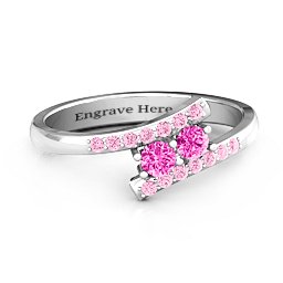 Moment We Met Two Stone Ring in 925 Sterling Silver with Pink Tourmaline and Fancy Pink Premium Zirconia