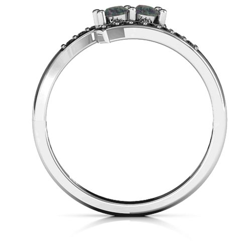Moment We Met Two Stone Ring – Sterling Silver with Alexandrite and Black Premium Zirconia