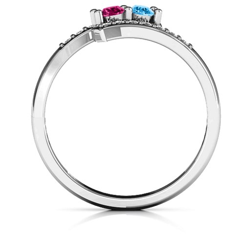 Moment We Met Two Stone Ring – Sterling Silver with Ruby, Blue Topaz, and White Premium Zirconia