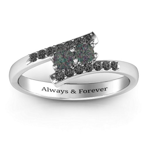 Moment We Met Two Stone Ring – Sterling Silver with Alexandrite and Black Premium Zirconia