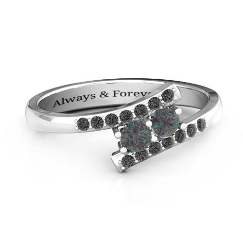 Moment We Met Two Stone Ring – Sterling Silver with Alexandrite and Black Premium Zirconia