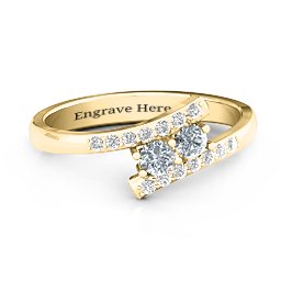 Moment We Met Two Stone Ring in 10K Solid Yellow Gold with Cubic Zirconia and White Premium Zirconia