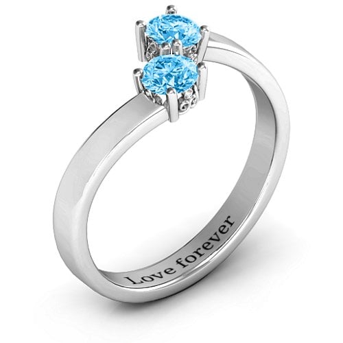 Two Stone Ring With Filigree Settings